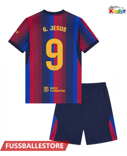 Günstige Barcelona Gabriel Jesus #9 Heimtrikotsatz Kinder 2026-27 Kurzarm (+ Kurze Hosen)